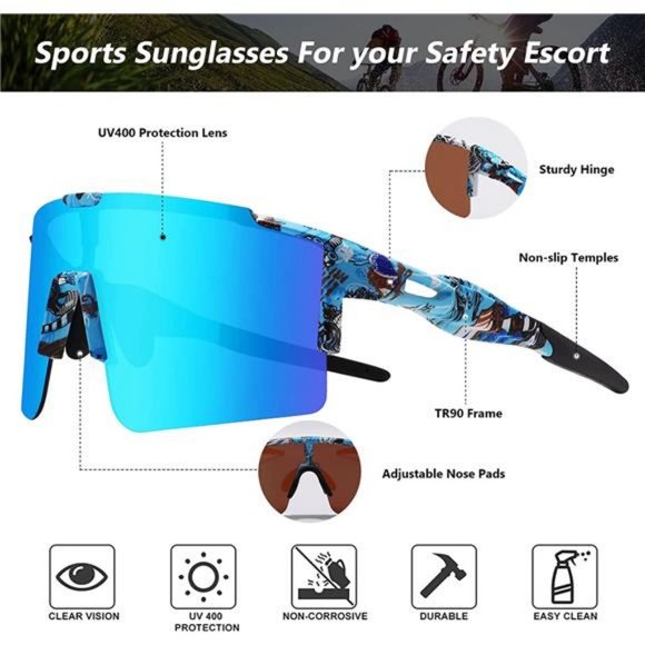 BangLong Cycling Sunglasses UV400 Baseball Sunglasses for Men Women,Wind… - Picture 3 of 7